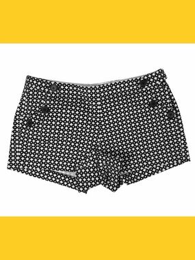 J. Crew Women's Black & White Patterned Cotton Chino Shorts Stretch Comfort 10